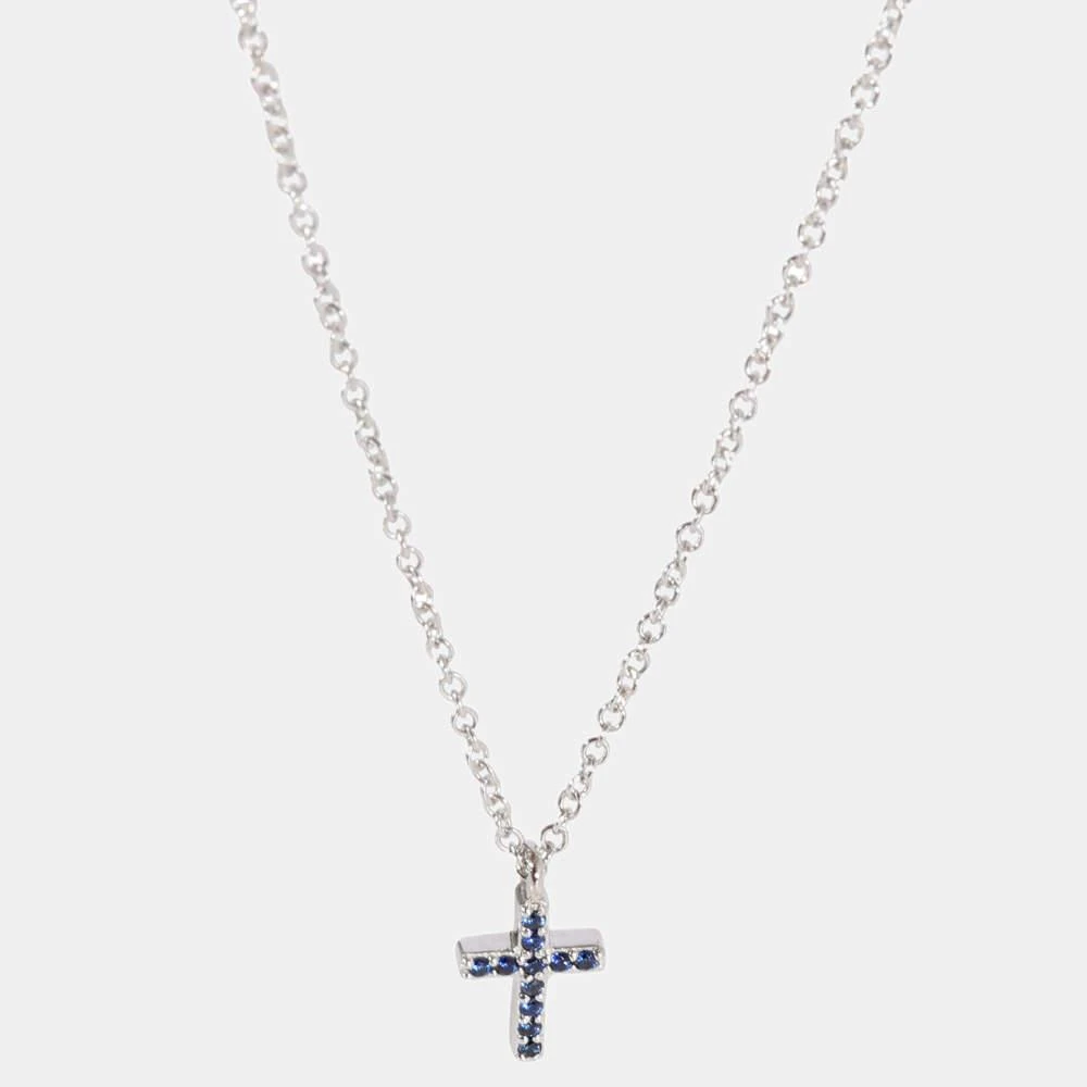 商品[二手商品] Tiffany & Co.|Tiffany & Co. Blue Sapphire Mini Cross Pendant in 18K White Gold,价格¥6991,第1张图片