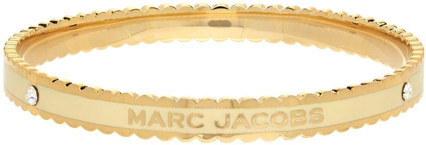 商品Marc Jacobs|White & Gold 'The Medallion' Scalloped Bangle Bracelet,价格¥712,第1张图片