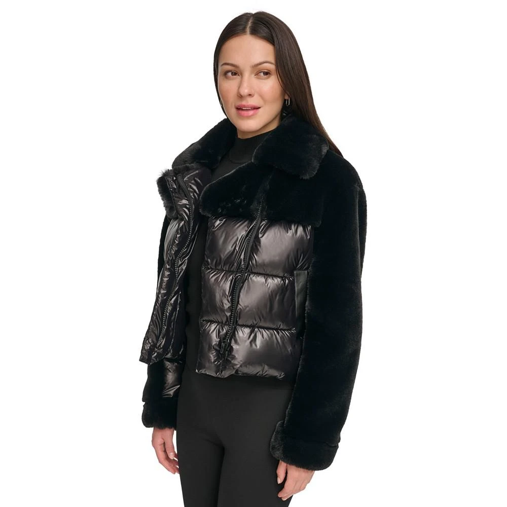 商品DKNY|Women's Fleece-Trim Quilted Puffer Jacket,价格¥579,第3张图片详细描述