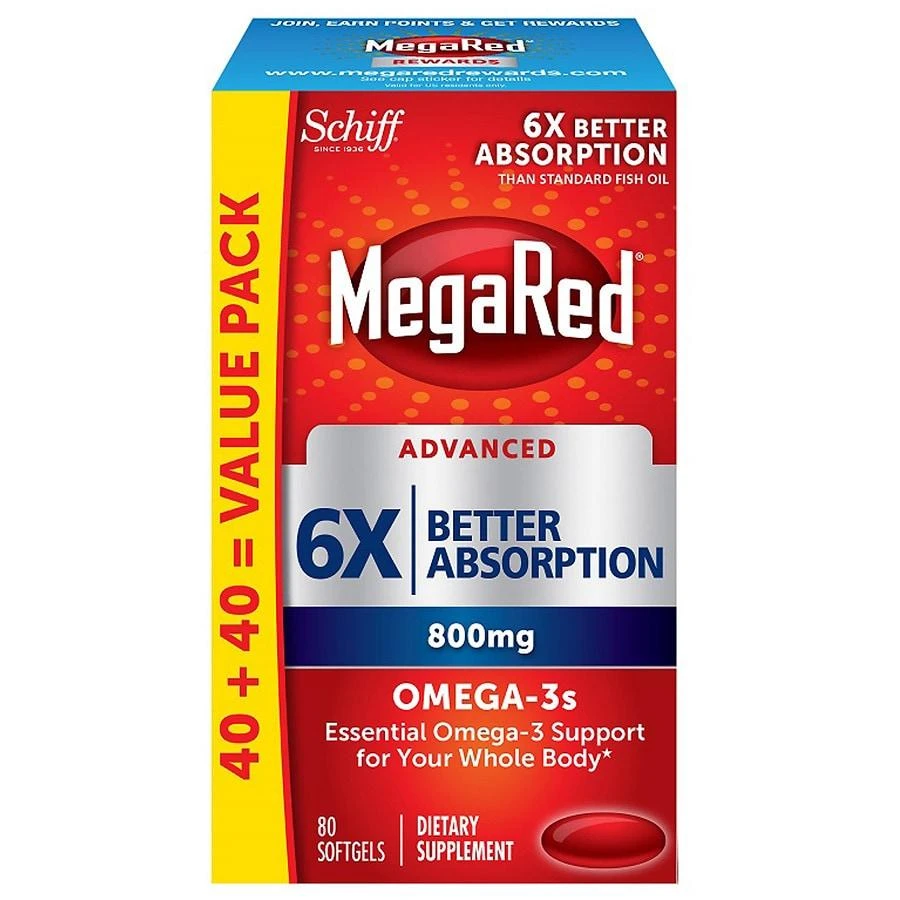 商品MegaRed|Advanced 6X Absorption Softgels, Omega-3 Fish Oil Supplement,价格¥366,第1张图片