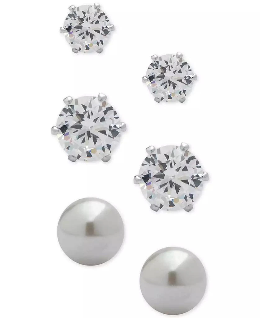 商品Anne Klein|3-Pc. Set Crystal and Imitation Pearl Stud Earrings,价格¥214,第1张图片