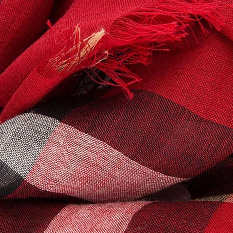 Burberry 巴宝莉 女士红色格纹轻盈混纺围巾 3954620-红色 商品