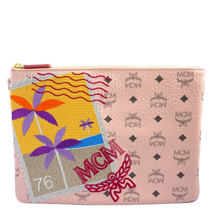 商品MCM|MCM Ladies Powder Pink Signature Logo Pouch,价格¥686,第1张图片