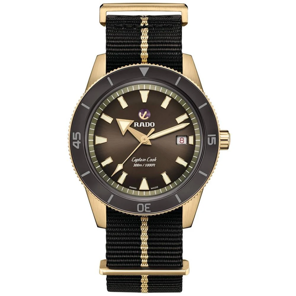 商品Rado|Men's Swiss Automatic Captain Cook Black NATO Strap Watch 42mm,价格¥19456,第1张图片