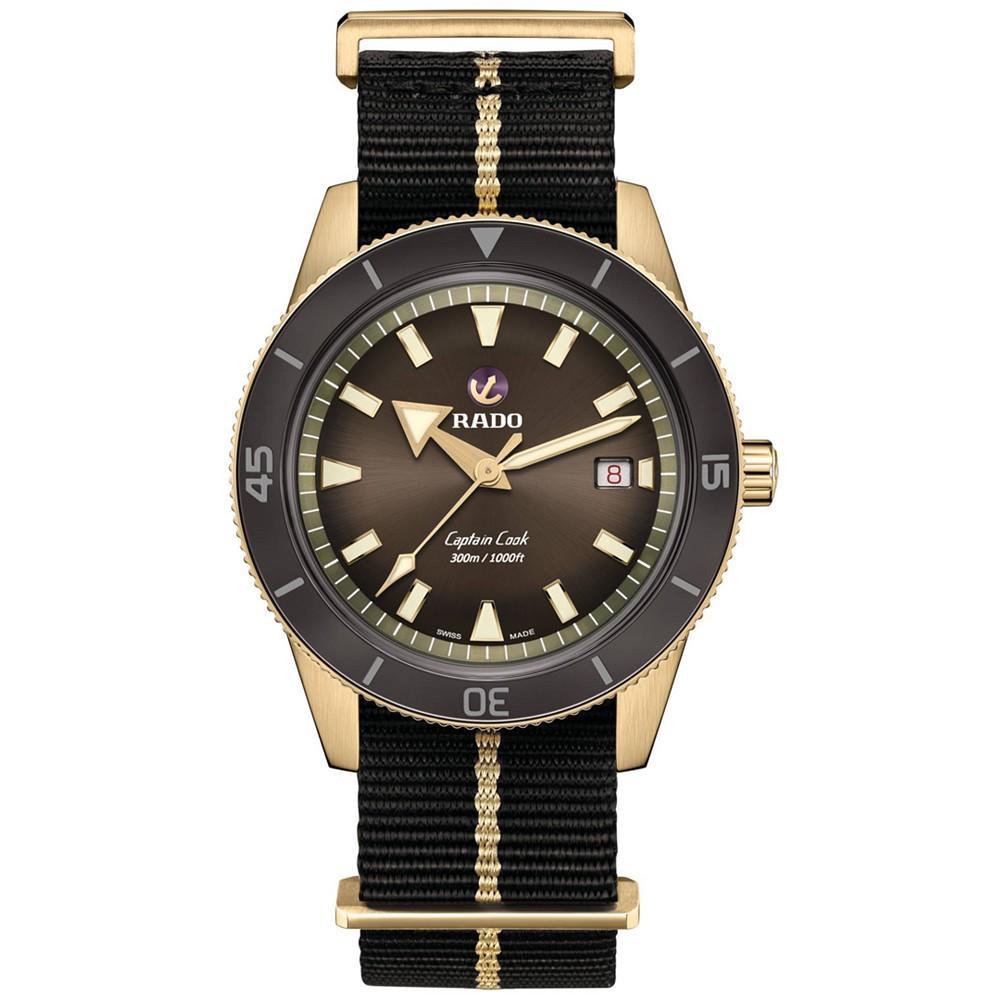 商品Rado|Men's Swiss Automatic Captain Cook Black NATO Strap Watch 42mm,价格¥19310,第1张图片