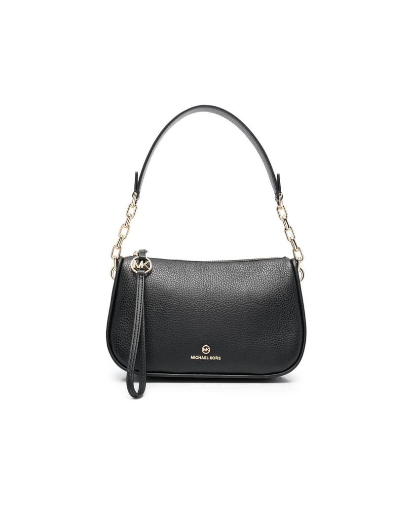 Jet Set Black Shoulder Bag In Saffiano Calfskin With Gold-colored Details And Charm With M Michael Kors Logo商品第1张图片规格展示