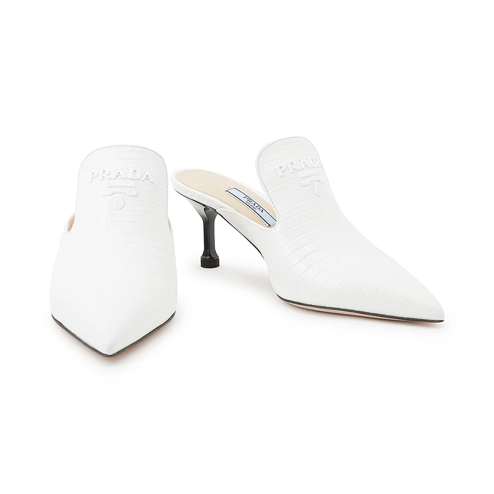 PRADA 白色女士包脚高跟拖鞋 1S538L-1V3-F0009 商品