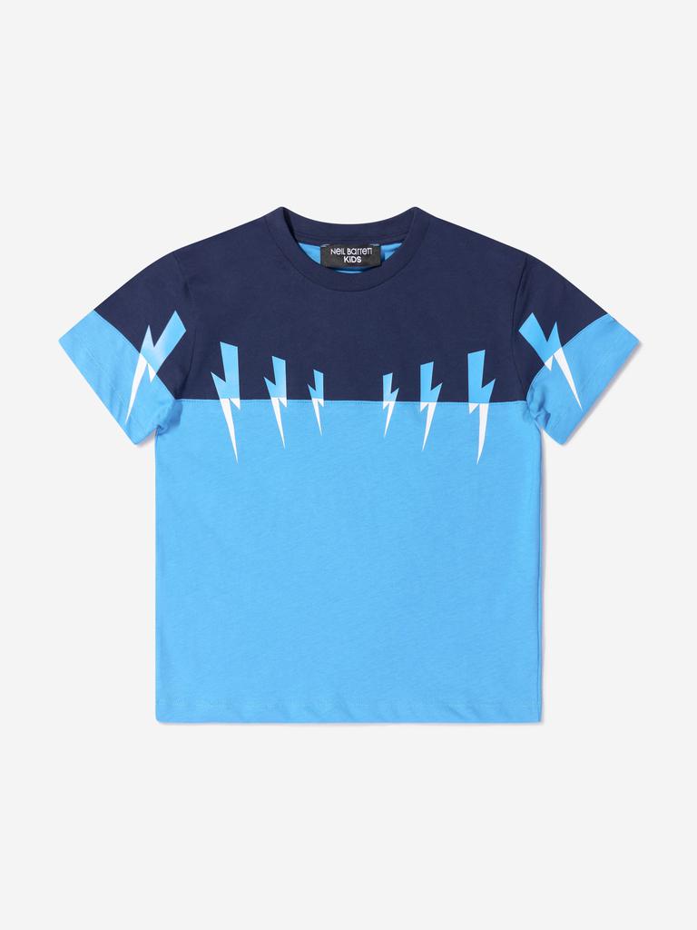 Neil Barrett Turquoise Boys Cotton Jersey Thunderbolt T-Shirt商品第1张图片规格展示