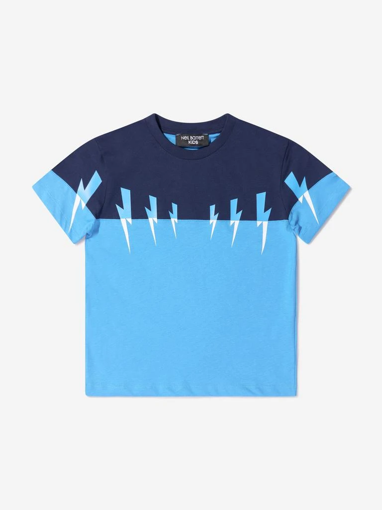 商品Neil Barrett|Neil Barrett Turquoise Boys Cotton Jersey Thunderbolt T-Shirt,价格¥651,第1张图片