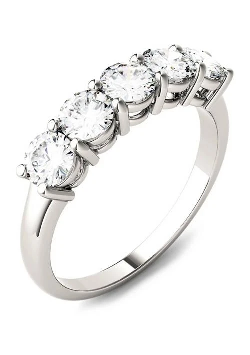 商品Charles & Colvard|Colvard 1.15 Ct. T.w. Moissanite Five Stone Band In 14K White Gold,价格¥5947,第2张图片详细描述