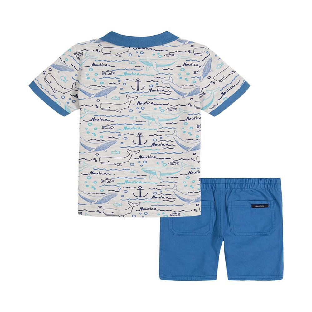 Baby Boys Printed Polo Shirt and Twill Shorts, 2 Piece Set商品第2张图片规格展示