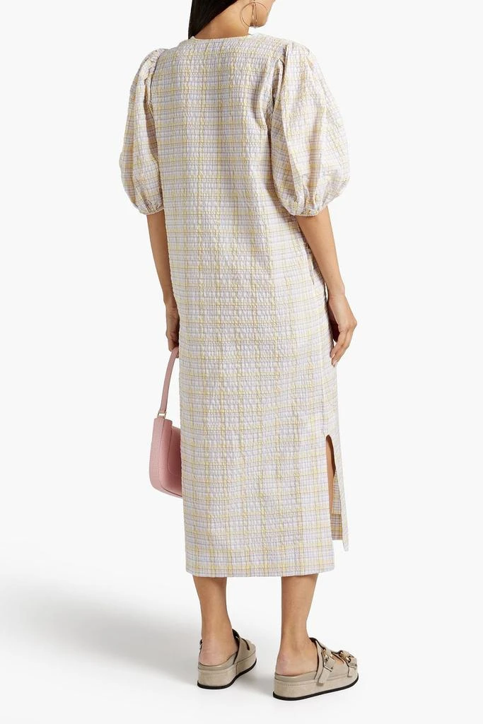 商品Ganni|Checked cotton-blend seersucker midi dress,价格¥896,第1张图片