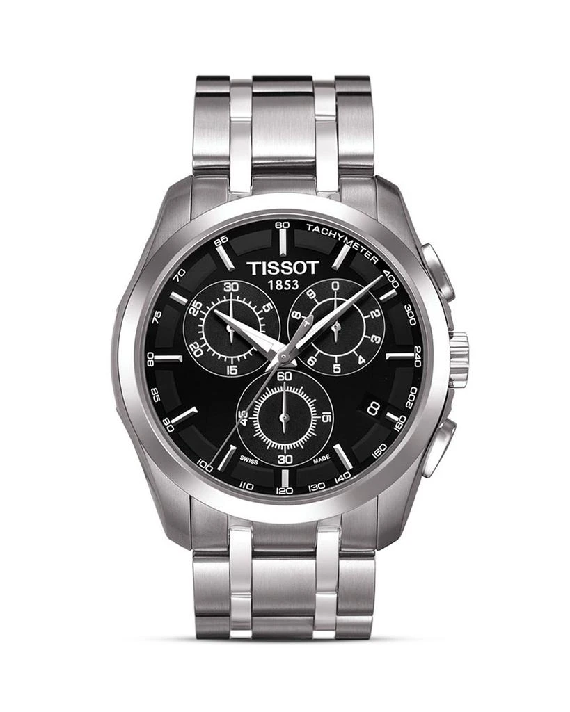 商品Tissot|Tissot Couturier Men's Black Chronograph Stainless Steel Watch, 41mm,价格¥4298,第1张图片详细描述