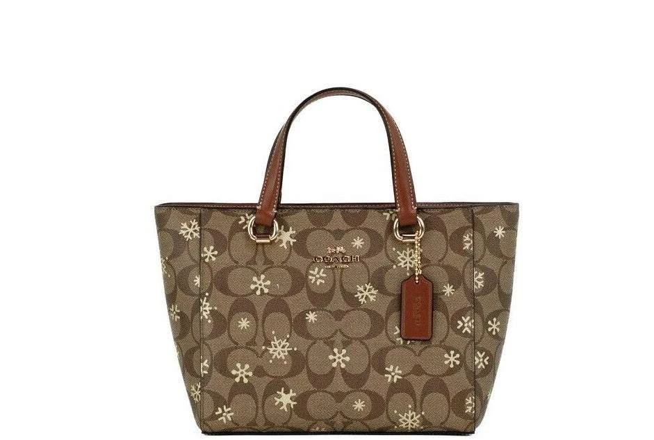 商品Coach|COACH Alice Small Snowflake Print Khaki Canvas Satchel Handbag Purse,价格¥1995,第1张图片