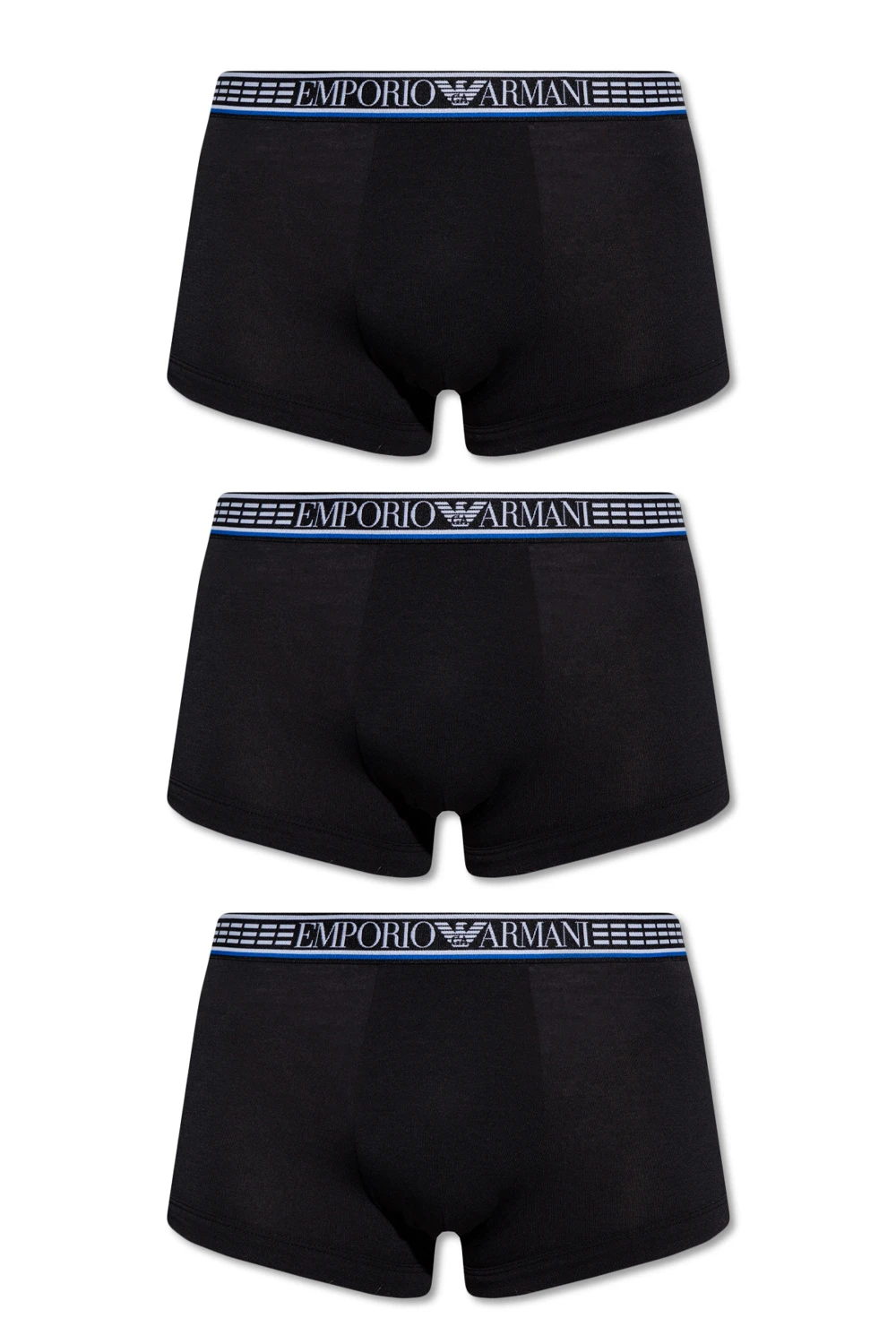 商品[国内直发] Emporio Armani|EMPORIO ARMANI 男士黑色棉质四角内裤三件套 111357-2R728-50620,价格¥623,第1张图片