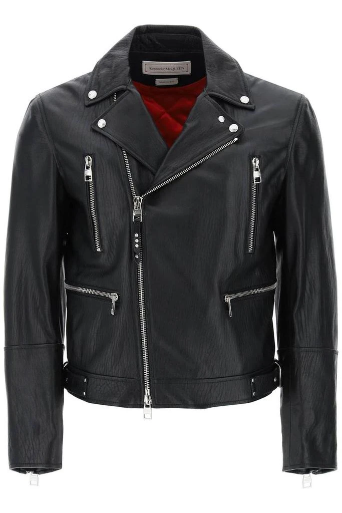 商品Alexander McQueen|Alexander mcqueen leather biker jacket,价格¥21019,第1张图片