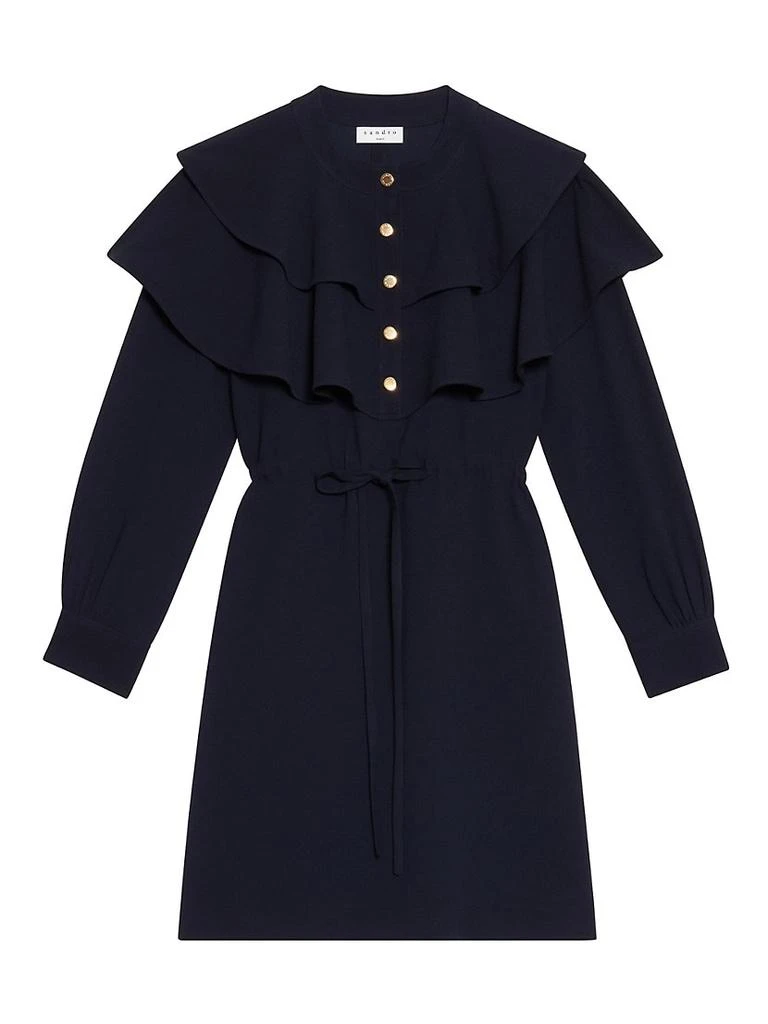 商品Sandro|Wendy Ruffled Tie-Front Minidress,价格¥1376,第1张图片