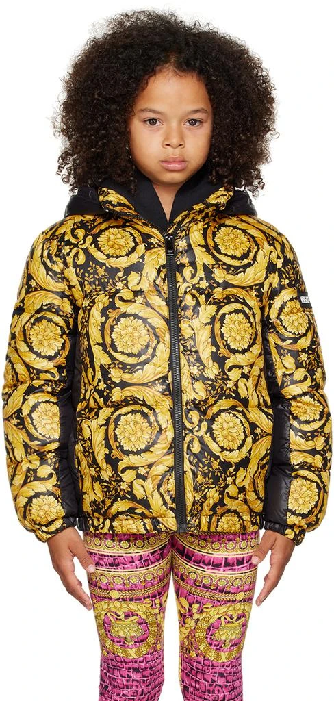 商品Versace|Kids Black & Yellow Barocco Down Jacket,价格¥4269,第1张图片