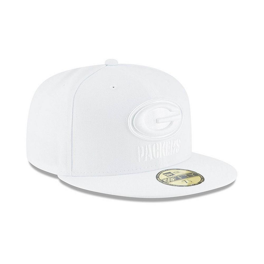 Men's Green Bay Packers White on White 59FIFTY Fitted Hat商品第2张图片规格展示