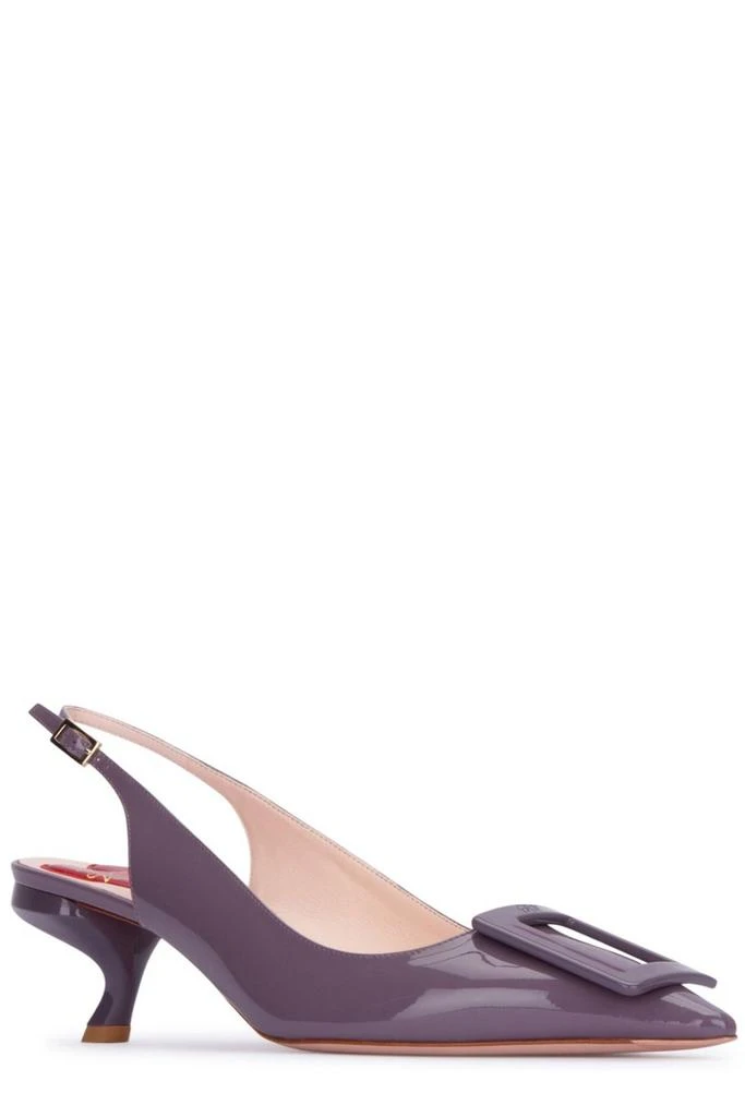 商品Roger Vivier|Roger Vivier Virgule Lacquered Buckle Slingback Pumps,价格¥3490,第2张图片详细描述