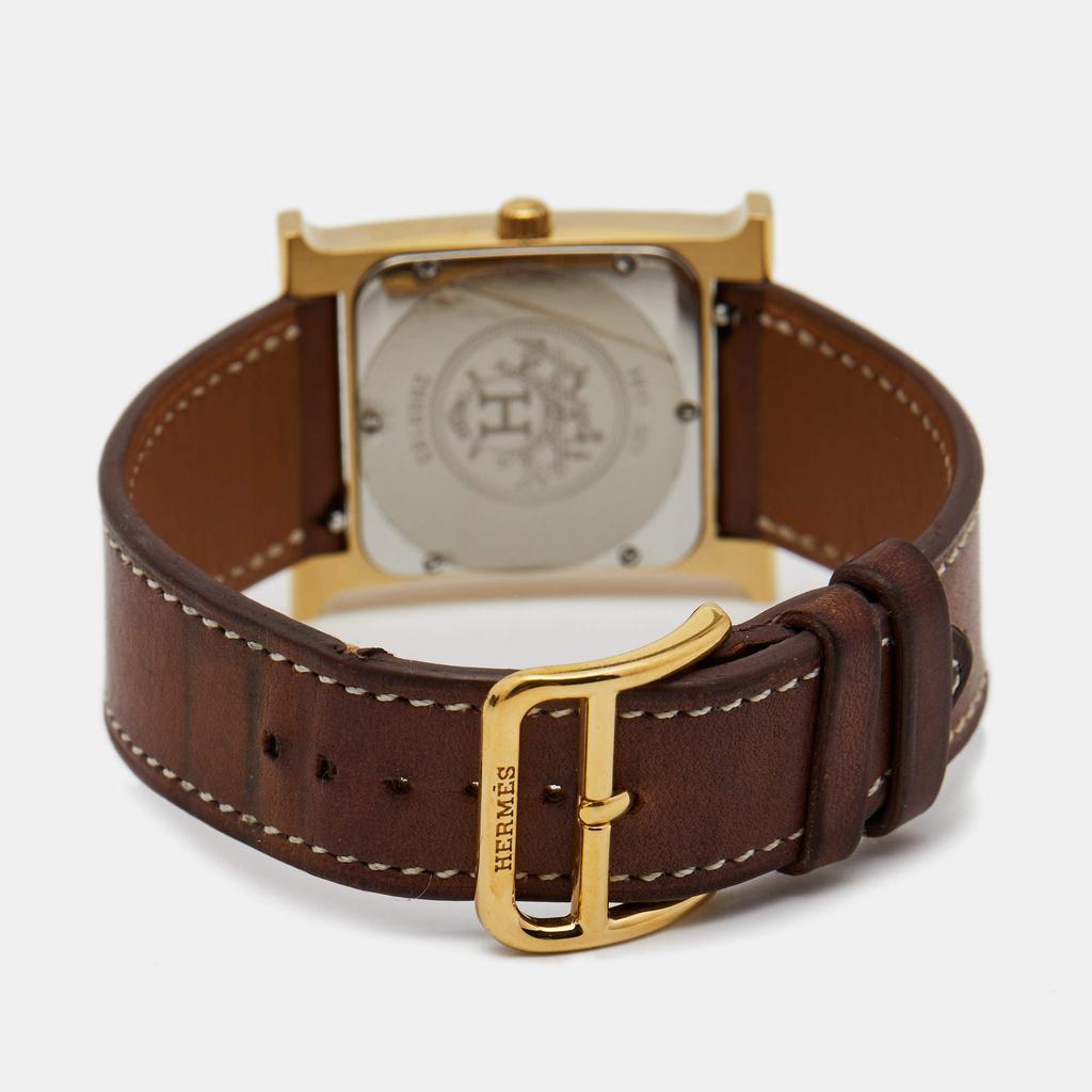 商品[二手商品] Hermes|Hermes White Gold Plated Stainless Steel Leather Heure H HH1.501 Women's Wristwatch 26 mm,价格¥16259,第7张图片详细描述