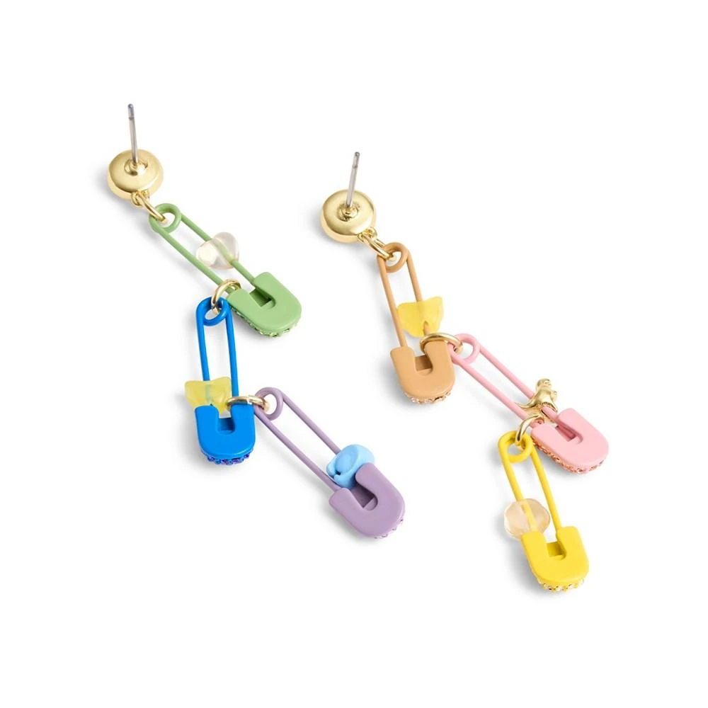 商品Coach|Faux Stone Signature Safety Pin Mismatched Linear Earrings,价格¥1238,第3张图片详细描述