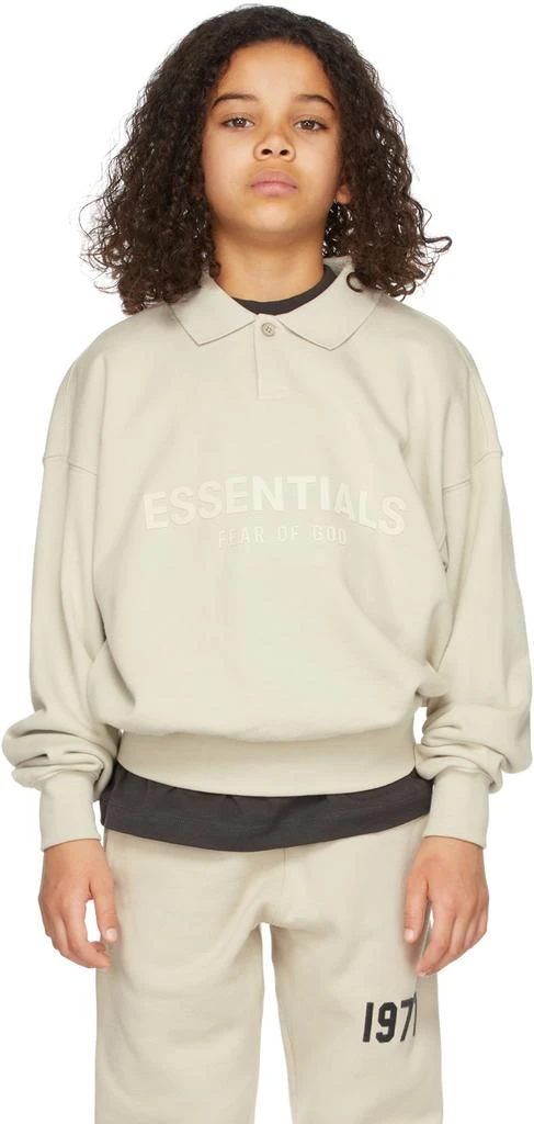 商品Essentials|Kids Beige Logo Long Sleeve Polo,价格¥347,第2张图片详细描述