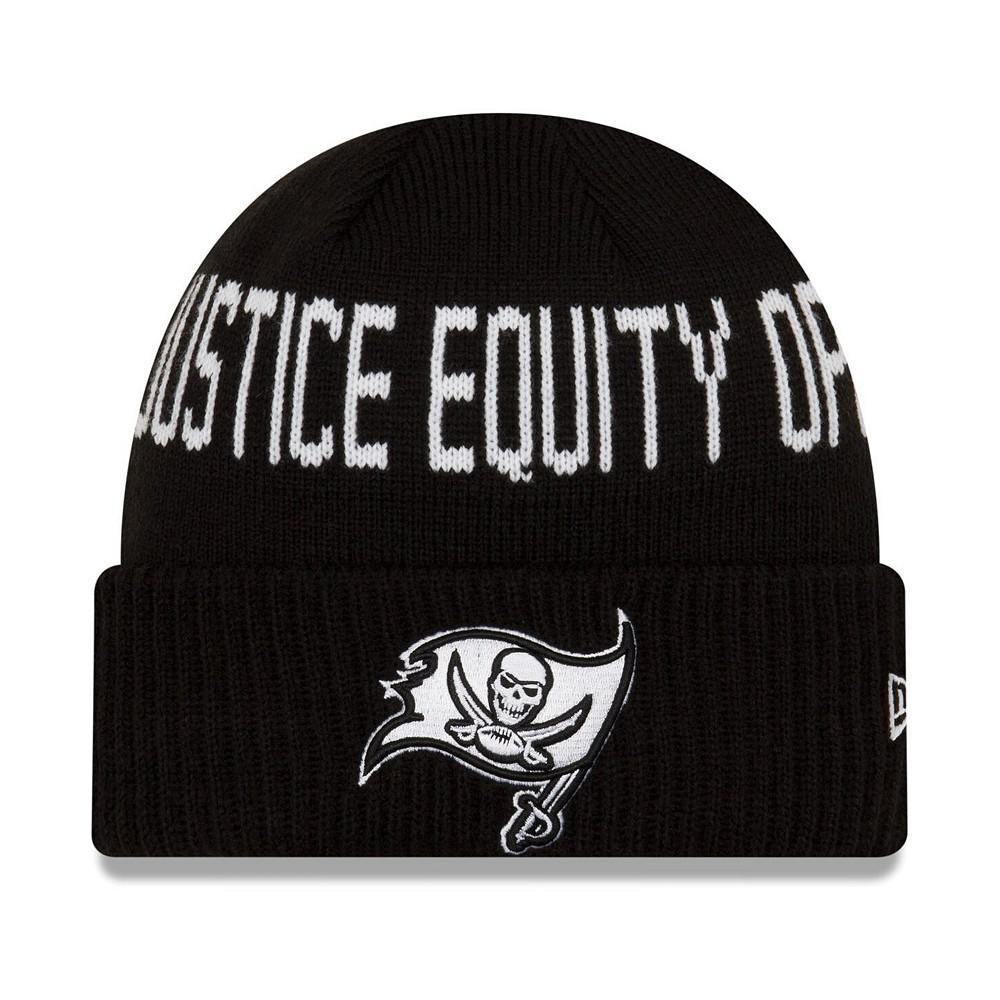 商品New Era|Youth Boys and Girls Black Tampa Bay Buccaneers Social Justice Cuffed Knit Hat,价格¥154,第4张图片详细描述