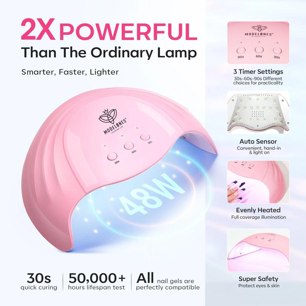 商品[国内直发] MODELONES|Anti-UV light Glove With 48W Nail Lamp For Nails Salon Professional UPF 99+ US Standard,价格¥115,第2张图片详细描述