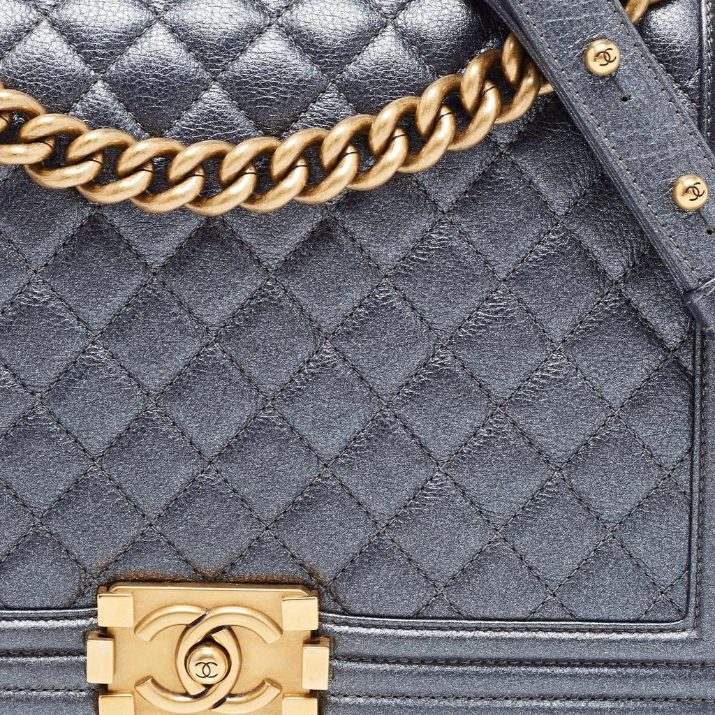 商品[二手商品] Chanel|Chanel Dark Grey Quilted Leather Large Boy Flap Bag,价格¥25070,第5张图片详细描述