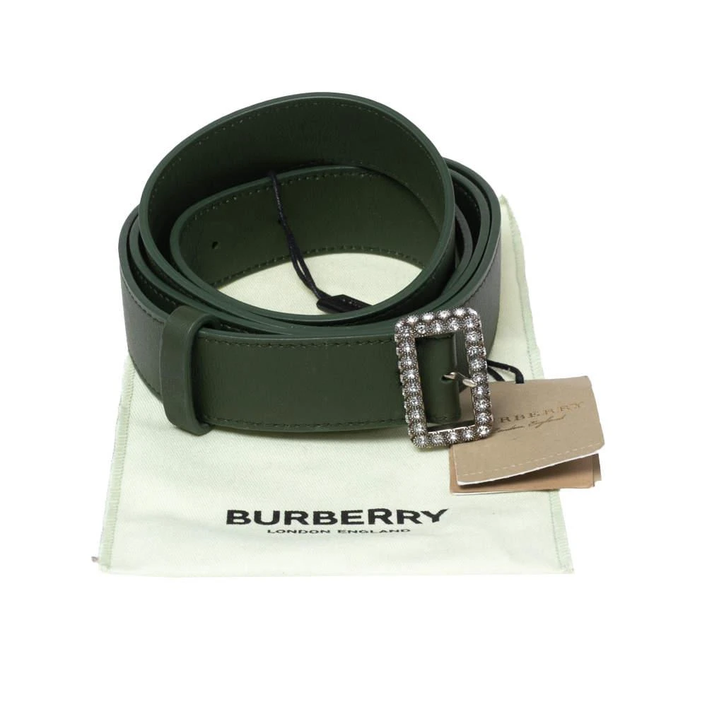 Burberry Green Leather Trench Crystals Buckle Belt L 商品