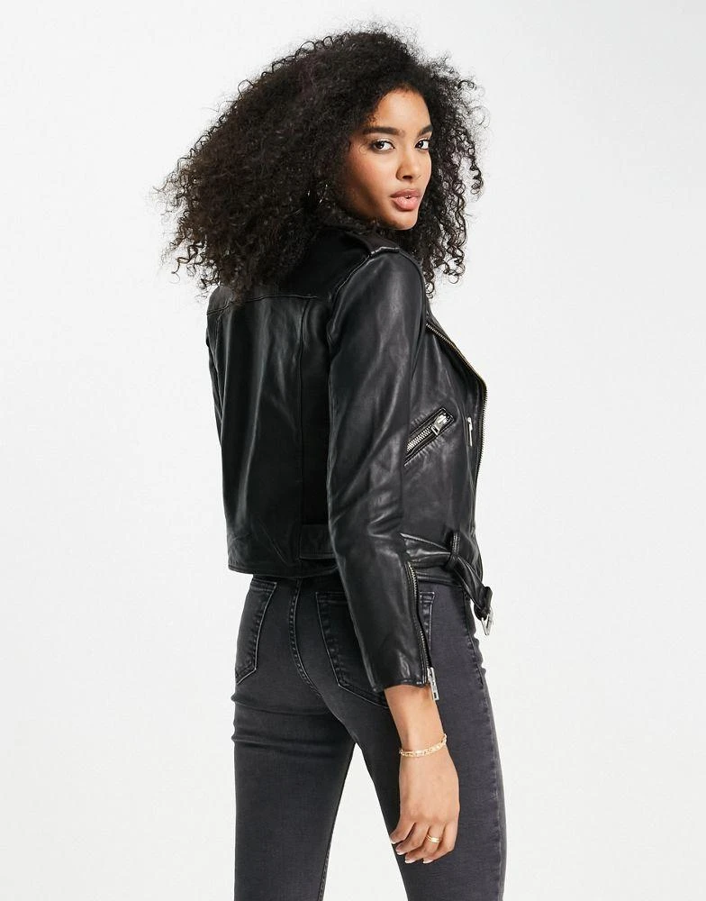 商品ALL SAINTS|AllSaints Balfern leather fitted biker jacket in black,价格¥3013,第2张图片详细描述