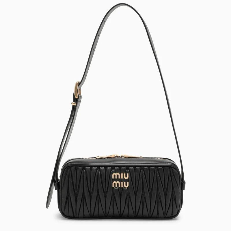 商品Miu Miu|Black matelassé leather shoulder bag,价格¥12548,第1张图片