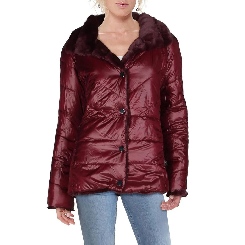 商品Kensie|Kensie Women's Reversible Grooved Faux Fur Winter Coat,价格¥480,第5张图片详细描述