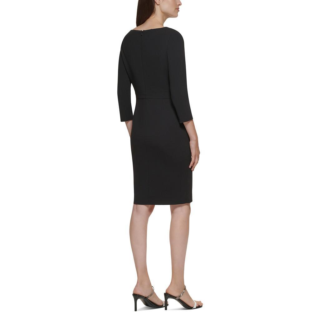 商品Calvin Klein|Scuba-Crepe Bow-Neck Sheath Dress,价格¥552,第4张图片详细描述