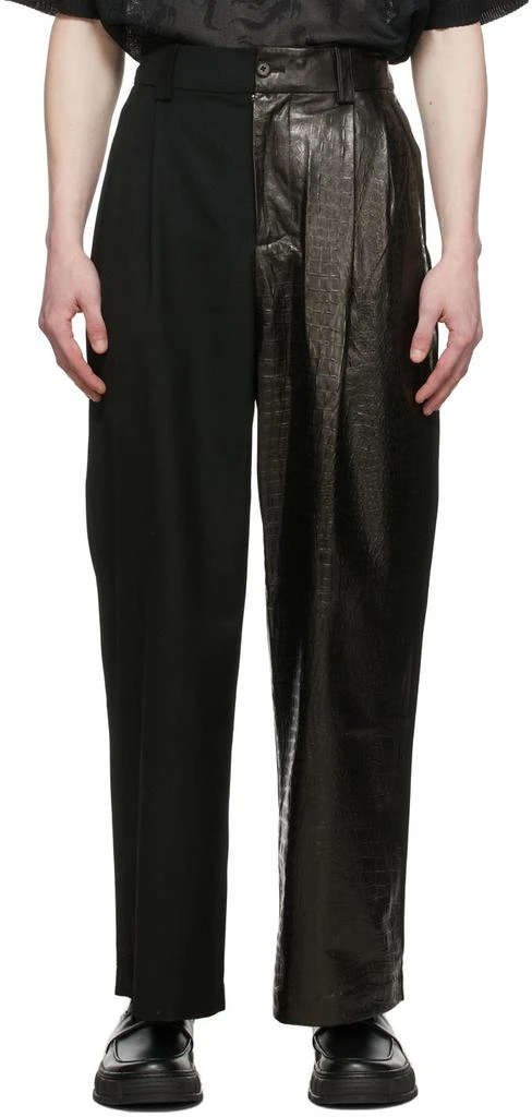 商品Feng Chen Wang|Black Half Leather Trousers,价格¥1473,第1张图片