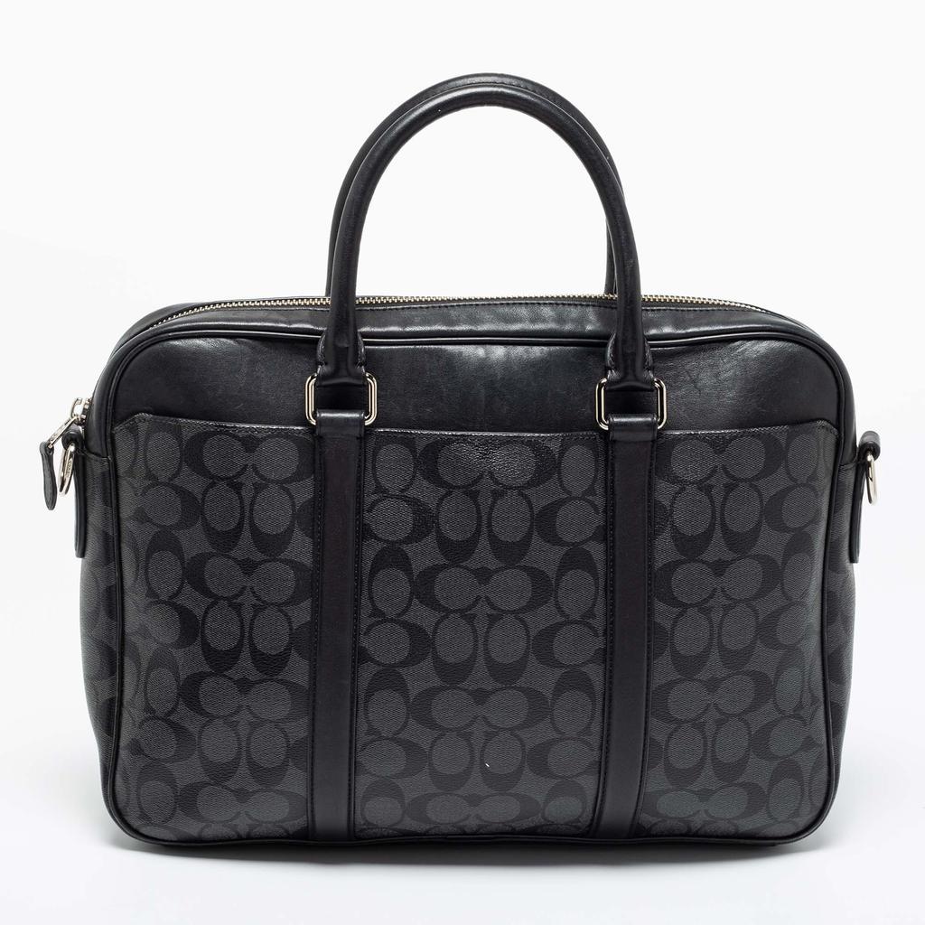 商品[二手商品] Coach|Coach Black Signature Coated Canvas and Leather Perry Slim Laptop Bag,价格¥2406,第6张图片详细描述