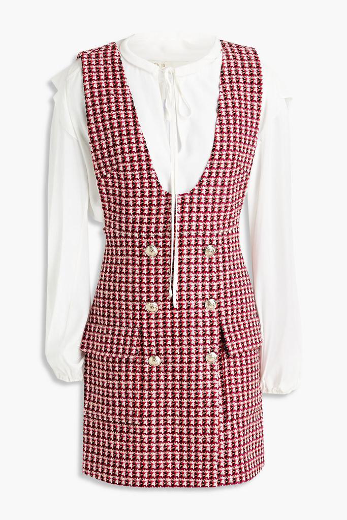 Russi layered embellished crepe de chine and tweed mini dress商品第1张图片规格展示