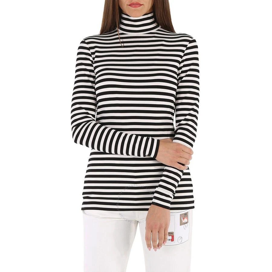 商品Burberry|Ladies Black Striped Stretch Jersey Turtleneck Top,价格¥670,第1张图片