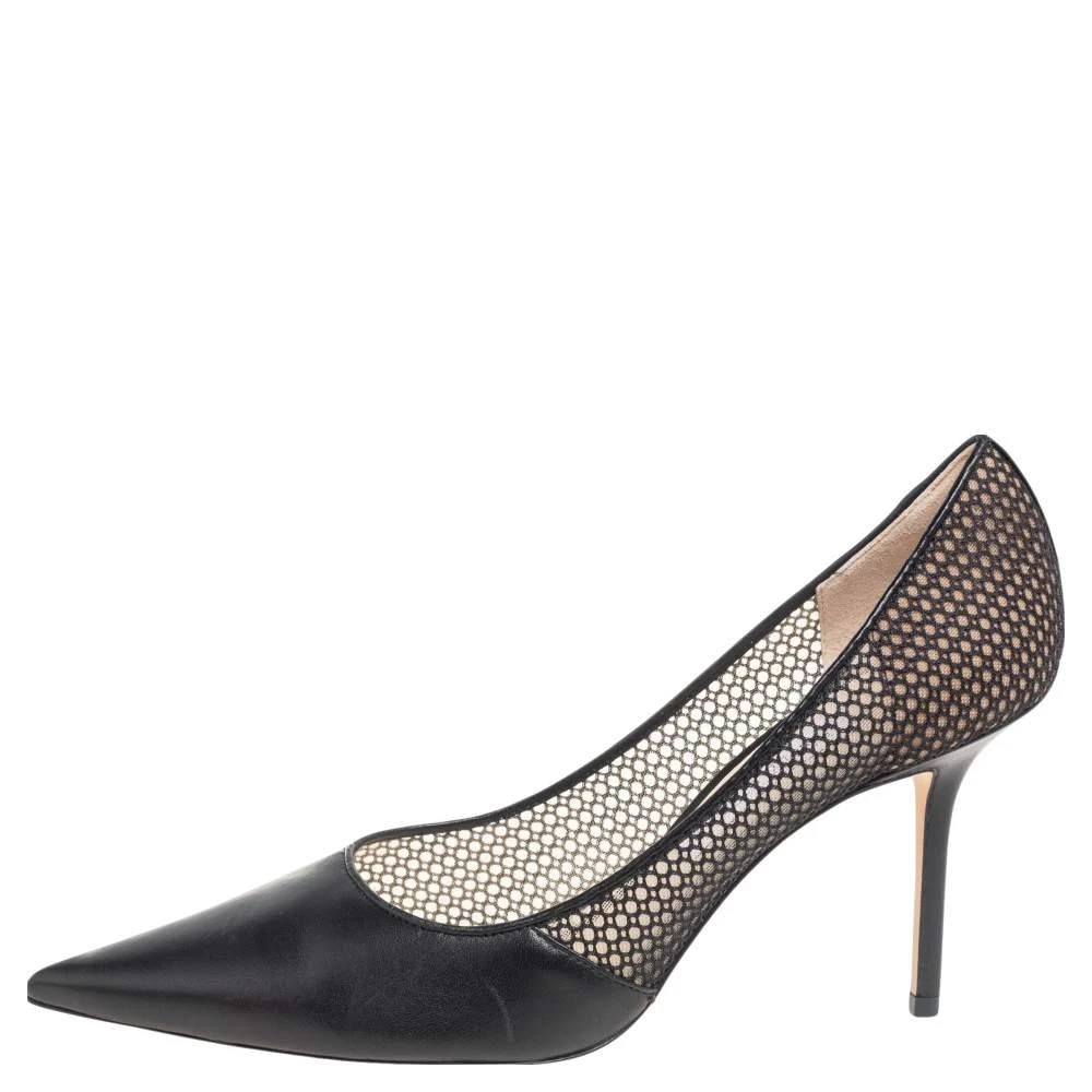 商品[二手商品] Jimmy Choo|Jimmy Choo Black Mesh and Leather Love Pointed-Toe Pumps Size 41,价格¥2108,第2张图片详细描述