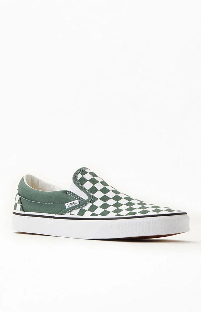 商品Vans|Checkerboard Green Slip-On Shoes,价格¥268,第1张图片
