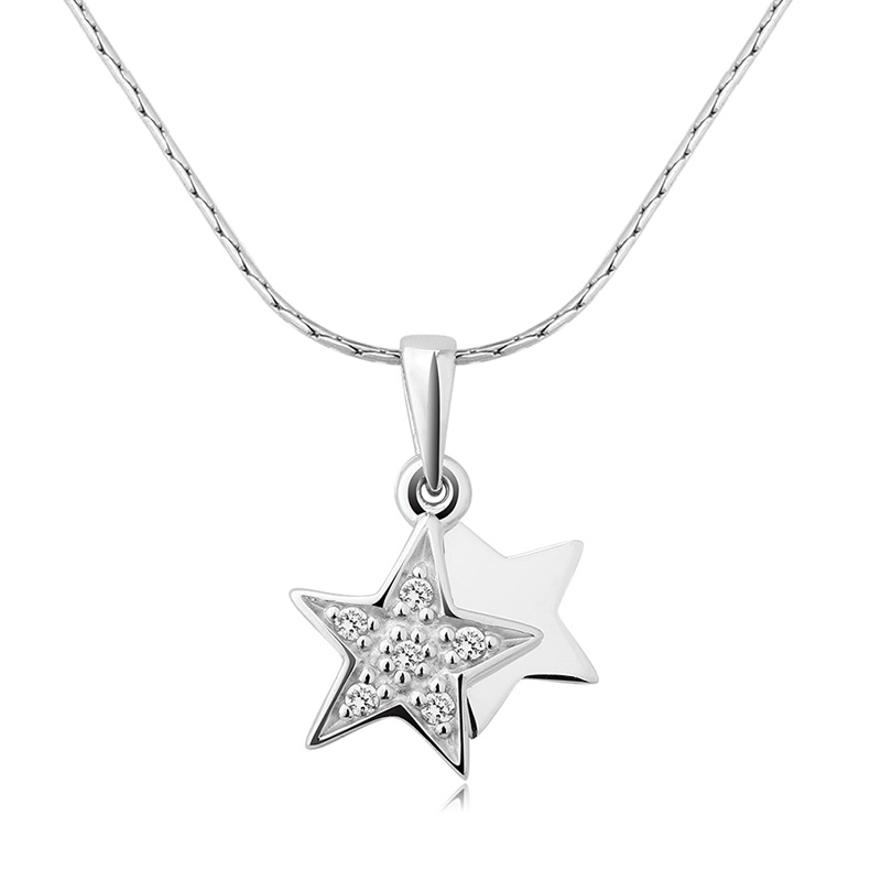 【美国】MY FASHION DESIGN 925银 女士时尚双星闪耀项链商品第2张图片规格展示