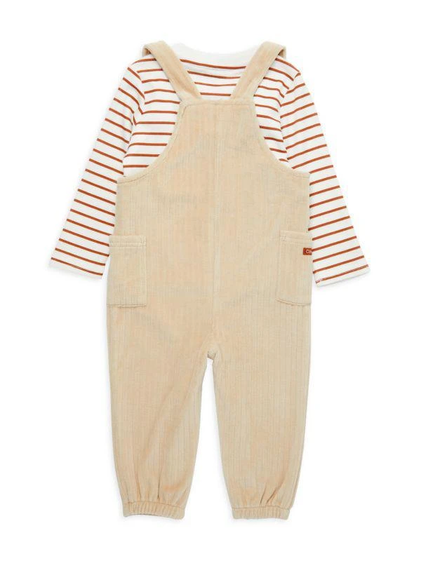 商品Calvin Klein|Baby Girl's 2-Piece Striped Tshirt & Overall Set,价格¥121,第2张图片详细描述