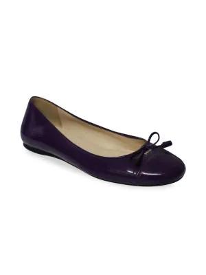 Prada Bow Ballerina Flats In Purple Patent Leather Flats Loafers商品第2张图片规格展示