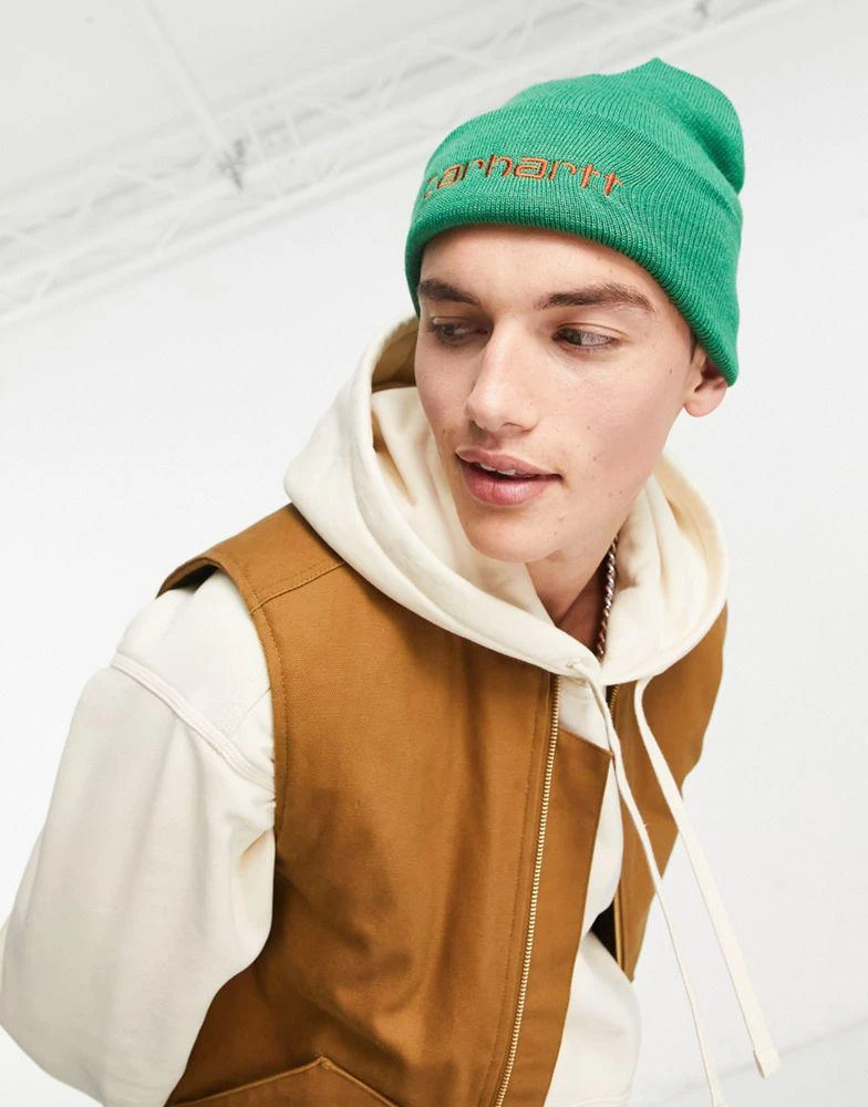 商品Carhartt WIP|Carhartt WIP script beanie in green,价格¥142,第1张图片