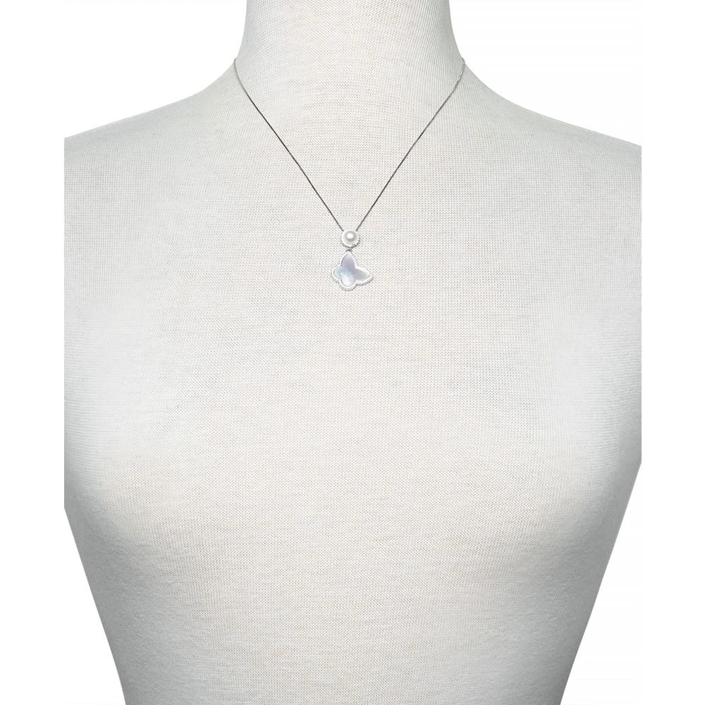 商品Belle de Mer|Cultured Freshwater Pearl (6mm), Mother-of-Pearl & Cubic Zirconia 18" Pendant Necklace in Sterling Silver,价格¥671,第2张图片详细描述