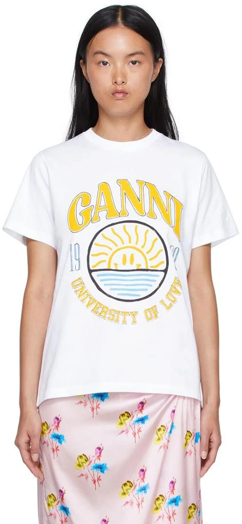 商品Ganni|White Organic Cotton T-Shirt,价格¥519,第1张图片