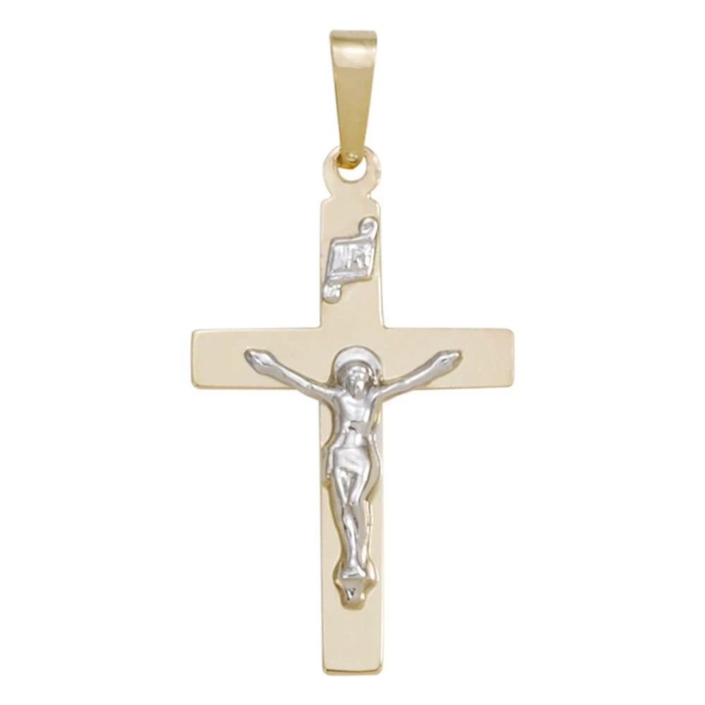 商品Macy's|Crucifix Cross Pendant in 14k Yellow and White Gold,价格¥2617,第1张图片