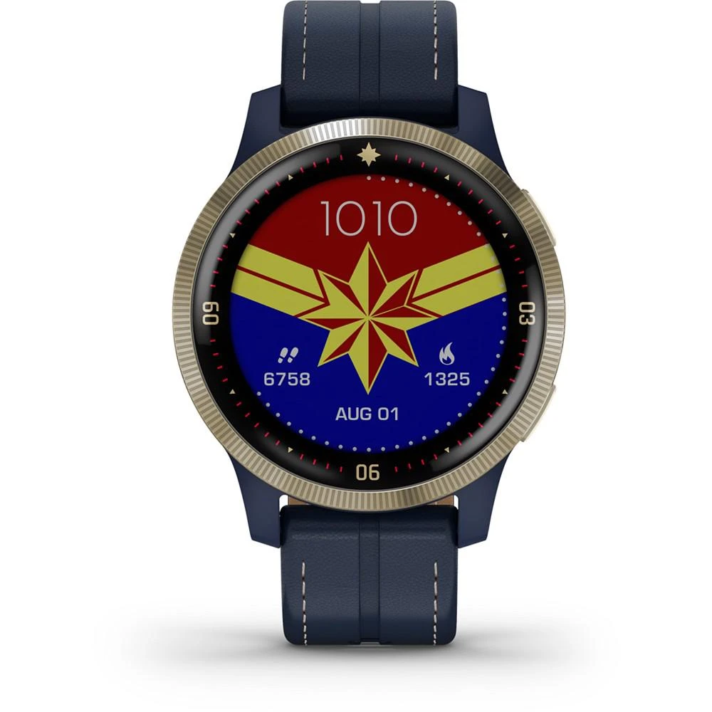 商品Garmin|Unisex vivoactive 4, Legacy Hero, Captain Marvel Blue Leather Strap 40mm,价格¥3074,第1张图片