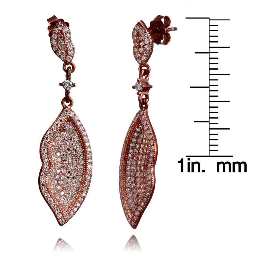 商品Suzy Levian|Rose Goldtone 'Loving Kiss' Sterling Silver Cubic Zirconia Dangle Earrings,价格¥712,第2张图片详细描述